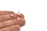 Copper Round Earring, 12 Raw Copper Round Stud Earrings (7x0.80mm) M01607 A5511