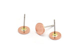 Copper Round Earring, 12 Raw Copper Round Stud Earrings (7x0.80mm) M01607 A5511