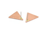 Copper Triangle Earring, 4 Raw Copper Triangle Stud Earrings (19x18x1mm) M1073