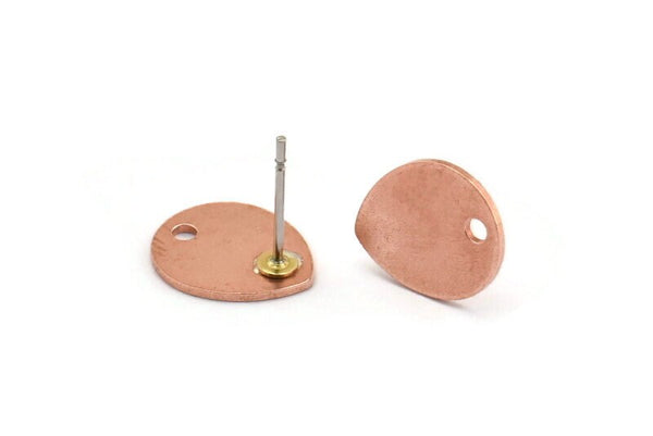 Copper Drop Earring, 6 Raw Copper Drop Stud Earrings With 1 Hole (12x0.70mm) M01425