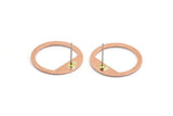 Copper Round Earring, 6 Raw Copper Round Stud Earrings (21x0.90mm) M991