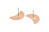 Copper Moon Earring, 6 Raw Copper Crescent Moon Stud Earrings (18x8.5x0.70mm) M719