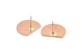 Copper Semi Circle Earring, 4 Raw Copper Half Moon Stud Earring (18x14x0.90mm) M973 A5530