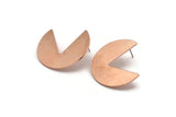 Copper Circle Earring, 4 Raw Copper Pizza Slice Stud Earrings (30x26x0.80mm) M288 A5526