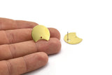 Brass Moon Earring, 8 Raw Brass Crescent Moon Stud Earrings With 1 Hole (20x15x0.70mm) M804