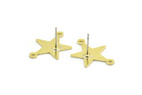 Brass Star Earring, 8 Raw Brass Star Stud Earrings With 2 Loops (15.5x22x0.70mm) M01490