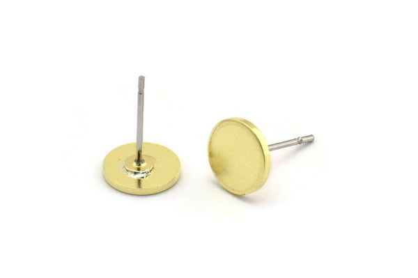 Brass Round Earring, 12 Raw Brass Round Shaped Stud Earrings (8x0.80mm) M412 A5576