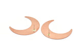 Copper Moon Earring, 2 Raw Copper Crescent Moon Stud Earrings (50x15x0.90mm) M570 A5513