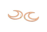Copper Moon Earring, 4 Raw Copper Crescent Moon Stud Earrings (42x16x0.80mm) M300
