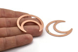 Copper Moon Earring, 4 Raw Copper Crescent Moon Stud Earrings (42x16x0.80mm) M300