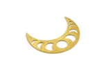 Brass Moon Charm, 12 Raw Brass Crescent Moon Charms With 1 Hole (29x10x0.60mm) A5460