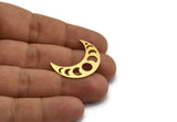 Brass Moon Charm, 12 Raw Brass Crescent Moon Charms With 1 Hole (29x10x0.60mm) A5460