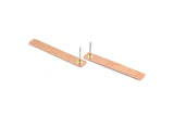 Copper Rectangle Earring, 6 Raw Copper Rectangle Stud Earrings (41x6x0.80mm) M524