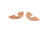 Copper Semi Circle Earring, 4 Raw Copper Half Moon Stud Earring (31x14x0.90mm) M588
