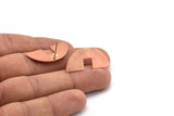 Copper Semi Circle Earring, 4 Raw Copper Half Moon Stud Earring (31x14x0.90mm) M588
