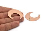 Copper Moon Earring, 2 Raw Copper Crescent Moon Stud Earrings (42x16x0.80mm) M307 A5484