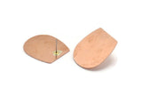 D Shape Earring, 4 Raw Copper D Shape Stud Earrings (25x22x0.80mm) M468