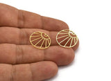 Brass Round Charm, 24 Raw Brass Rising Sun Patterned Round Shaped Charms With 1 Hole, Charm Pendants (18x0.80mm) A5572