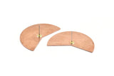 Copper Moon Earring, 4 Raw Copper Moon Stud Earrings (38x18x0.80mm) M241
