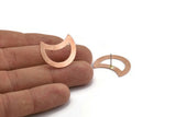 Copper Moon Earring, 6 Raw Copper Moon Stud Earrings (25x15x0.70mm) M758
