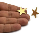 Brass Star Earring, 8 Textured Raw Brass Star Stud Earrings With 1 Loop (24x0.80mm) M01575