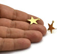 Brass Star Earring, 8 Textured Raw Brass Star Stud Earrings With 1 Loop (18x16x0.80mm) M01578 A5596