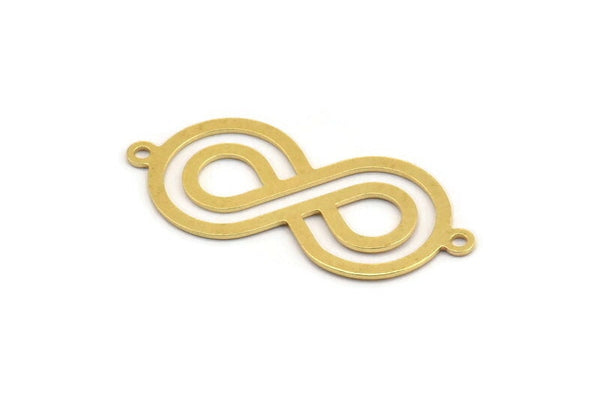 Brass Infinity Charm, 12 Raw Brass Infinity Shaped Necklace Charms With 2 Loops, Findings (34.5x15x0.60mm) A5437