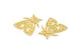 Brass Butterfly Charm, 6 Raw Brass Butterfly Charms With 1 Loop, Earring Findings (28x26x0.60mm) A5338