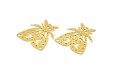 Brass Butterfly Charm, 6 Raw Brass Butterfly Charms With 1 Loop, Earring Findings (28x26x0.60mm) A5338