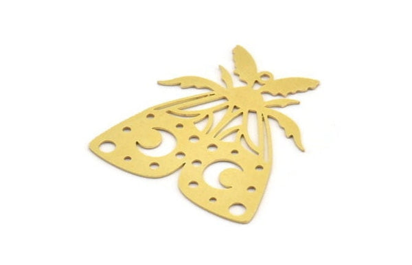 Brass Butterfly Charm, 4 Raw Brass Butterfly Charms With 1 Loop, Earring Findings (36x33x0.60mm) A5339