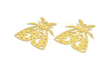 Brass Butterfly Charm, 4 Raw Brass Butterfly Charms With 1 Loop, Earring Findings (36x33x0.60mm) A5339