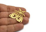 Brass Butterfly Charm, 4 Raw Brass Butterfly Charms With 1 Loop, Earring Findings (36x33x0.60mm) A5339