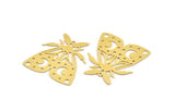 Brass Butterfly Charm, 4 Raw Brass Butterfly Charms With 1 Loop, Earring Findings (36x33x0.60mm) A5339
