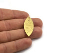 Brass Marquise Charm, 6 Raw Brass Snake Pattarned Marquise Shaped Charms With 1 Hole (39x15x0.80mm) A5545
