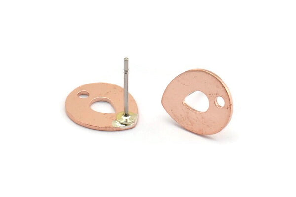Copper Drop Earring, 6 Raw Copper Drop Stud Earrings With 1 Hole (12x0.70mm) M01423