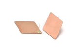 Copper Diamond Earring, 4 Raw Copper Diamond Shaped Stud Earrings (40x26x0.80mm) M01531