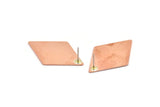 Copper Diamond Earring, 4 Raw Copper Diamond Shaped Stud Earrings (40x26x0.80mm) M01531