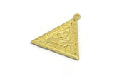Brass Triangle Charm, 2 Raw Brass Triangle Charms With 1 Loop, Cloud Findings, Moon And Star Findings (26x25x1.5mm) N2182