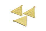 Brass Triangle Charm, 2 Raw Brass Triangle Charms With 1 Loop, Cloud Findings, Moon And Star Findings (26x25x1.5mm) N2182