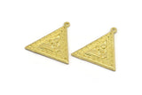 Brass Triangle Charm, 2 Raw Brass Triangle Charms With 1 Loop, Cloud Findings, Moon And Star Findings (26x25x1.5mm) N2182