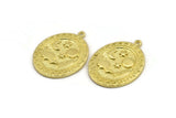 Brass Oval Charm, Raw Brass Oval Charm With 1 Loop, Cloud Findings, Moon And Star Findings (29.5x23x1.5mm) N2167