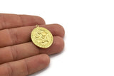 Brass Oval Charm, Raw Brass Oval Charm With 1 Loop, Cloud Findings, Moon And Star Findings (29.5x23x1.5mm) N2167