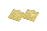 Brass Square Charm, Raw Brass Square Charm With 1 Loop, Cloud Findings, Moon And Star Findings (25.5x22.5x1.5mm) N2176