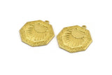 Brass Octagon Charm, Raw Brass Octagon Charm With 1 Loop, Sun Findings, Sun Rising Findings, Sunshine Findings (28x25x1.5mm) N2171