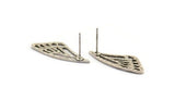 Silver Wing Earring, 4 Antique Silver Brass Wing Stud Earrings, Findings (29x11x1mm) N1131