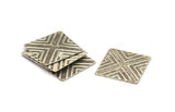 Square Textures Blank, 12 Antique Silver Plated Brass Square Textured Blanks (20mm) Brs 673-0 A0171