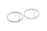 Silver Circle Earring, 8 Antique Silver Plated Brass Circle Stud Earrings (26x1x1mm) A2420
