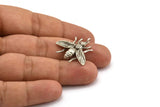Silver Bug Pendant, 2 Antique Silver Plated Brass Bug Fly Insect Charm With 1 Hole, Pendant (27x26x4mm) U134