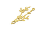 Brass Leaf Charm, 12 Raw Brass Branch Charms With 1 Loop, Charm Pendants (42x23x0.60mm) A5385
