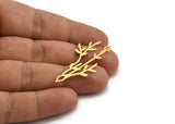 Brass Leaf Charm, 12 Raw Brass Branch Charms With 1 Loop, Charm Pendants (42x23x0.60mm) A5385